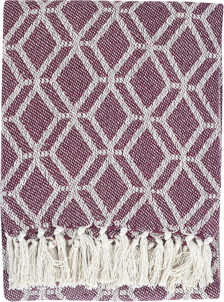 Cazimo Soft Throw Blanket for Bed Pure Cotton Blanket with Fringe Tassels for Couch Home Decor