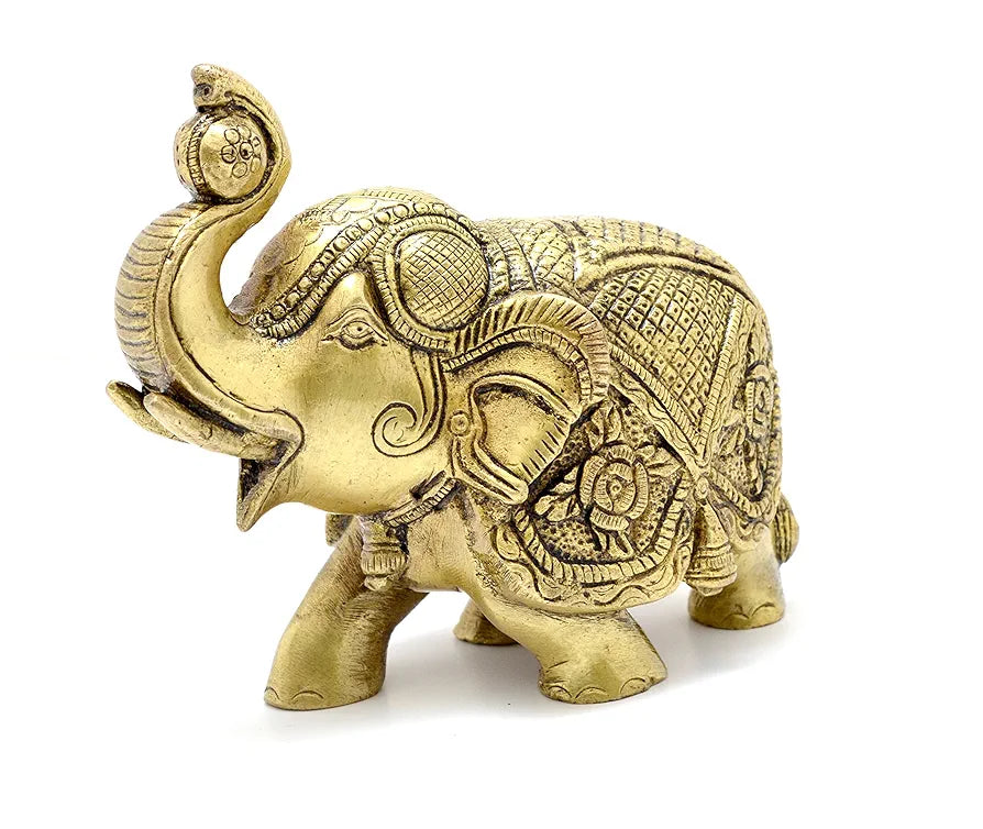 Two Moustaches Maharaja Elephant Design Brass Showpiece