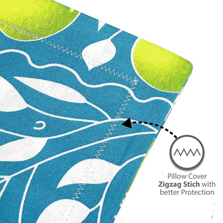 Divine Casa 100% Cotton 144 TC King Size Bedsheet with 2 Pillow Covers Colour Teal & Yellow