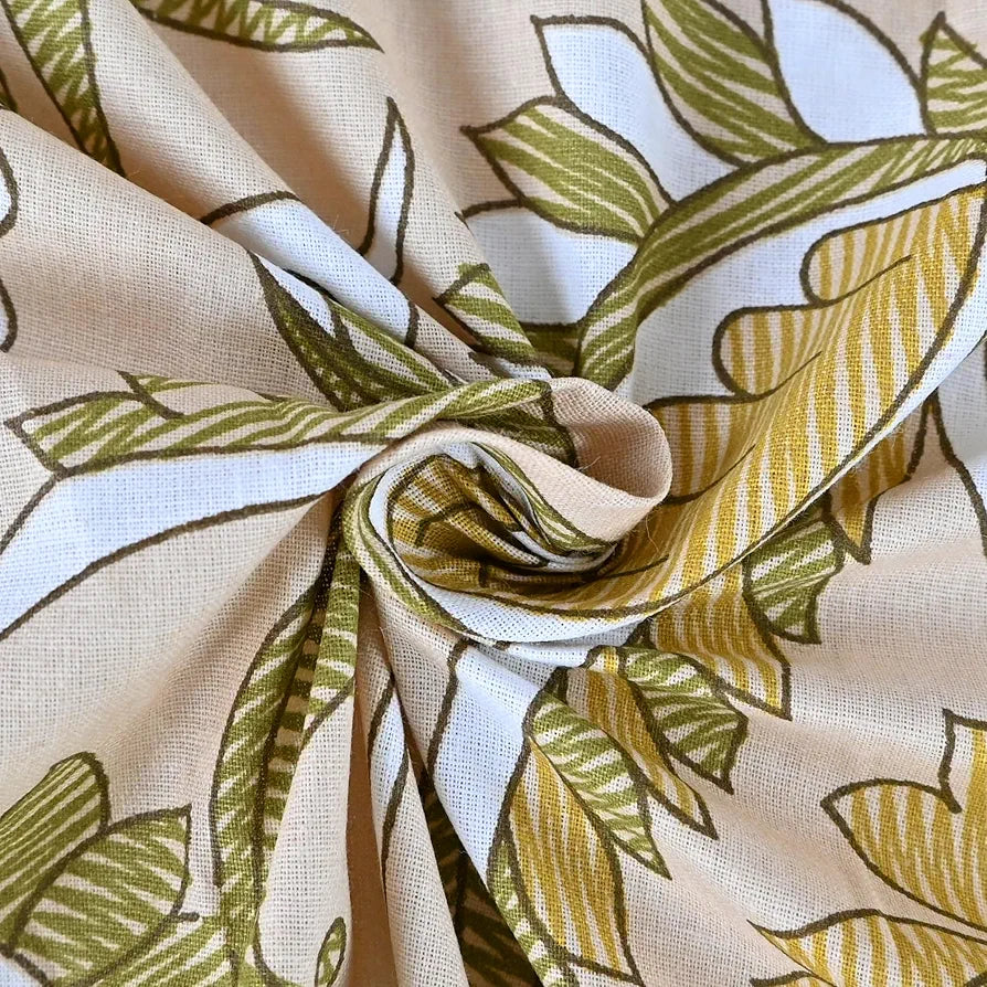 Divine Casa 144 TC 100% Pure Cotton Queen Size Double Bed Bedsheet with 2 Pillow Covers Floral Paisley Colour Mustard Beige