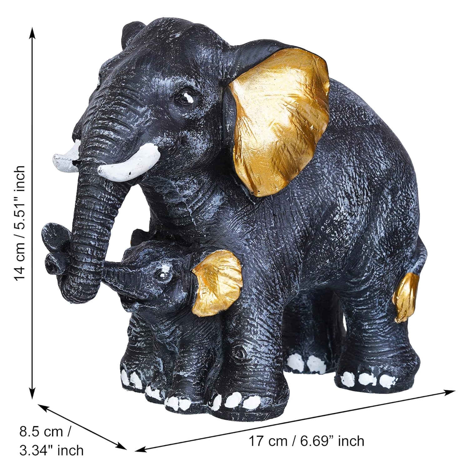 Ecraftindia Set of 2 Elephant With Baby Elephant Statues Animal Figurines Decorative Showpiece