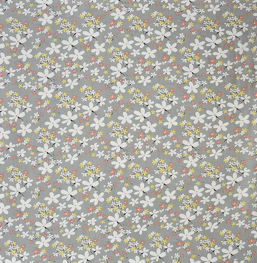Homefab India 180 TC Microfiber Double BedSheet with 2 Pillow Covers  Light Grey Floral