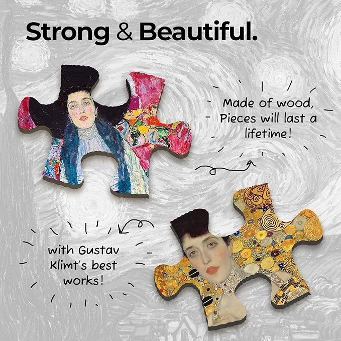 91knots the Lady in Gold by Gustav Klimt Wooden Jigsaw Puzzle (140 Pieces) for Adults and Kids | Hokusai's Artwork