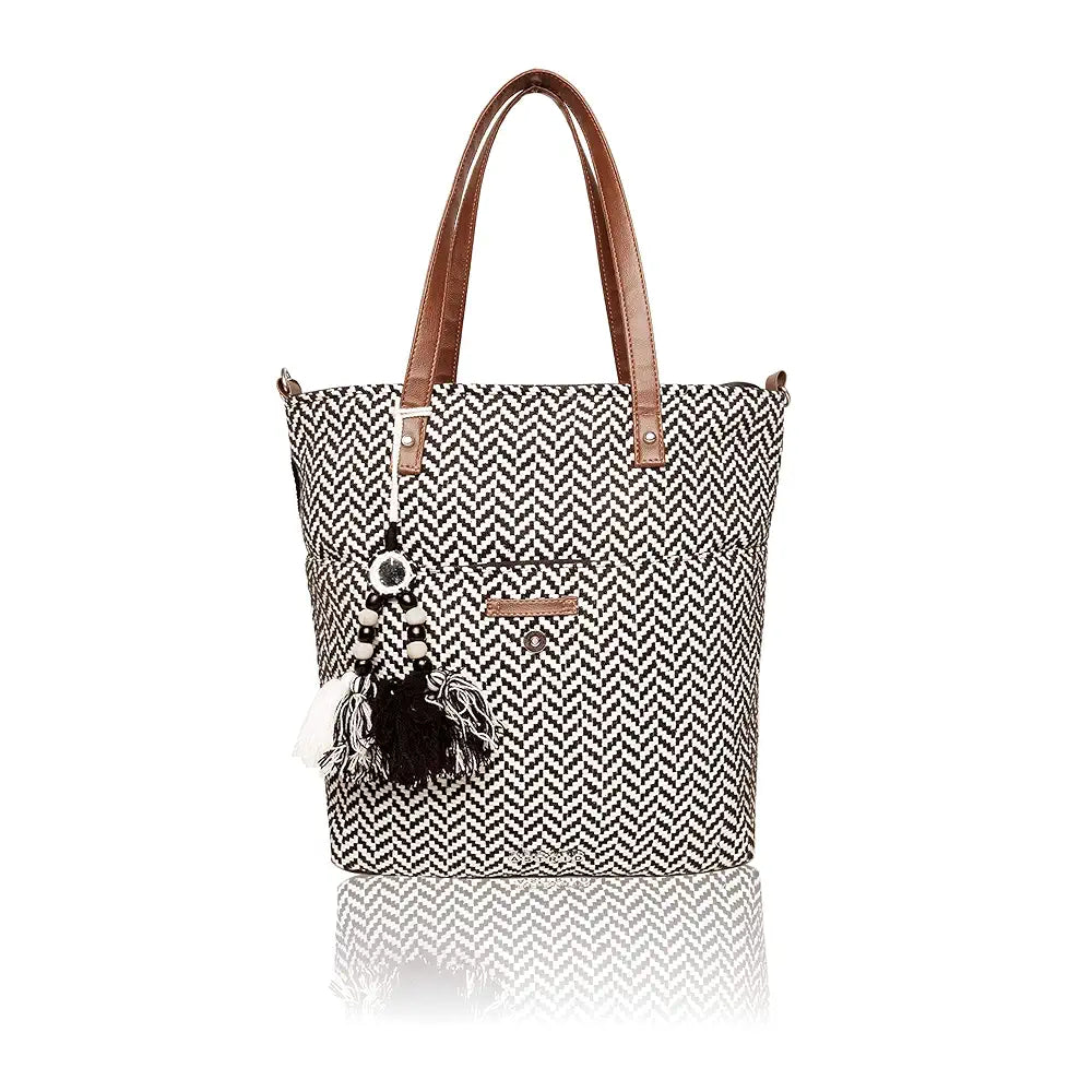 Astrid Cotton Tote Bags Black Textured
