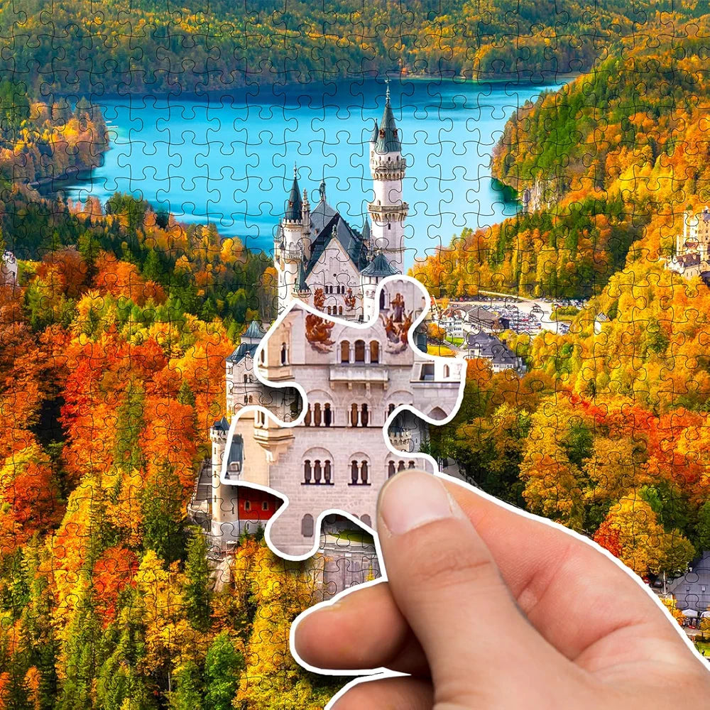 Hello Friend Neuschwanstein Castle Jigsaw Puzzles for Kids and Childrens Realistic Illustration