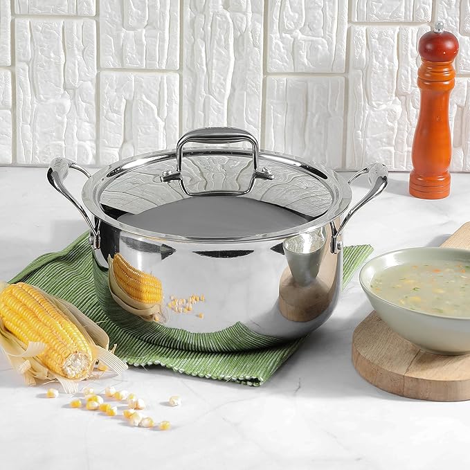 Vinod Platinum Triply Stainless Steel Saucepot With Lid | 3 Litres | 20 Cm | 2.5mm Thick