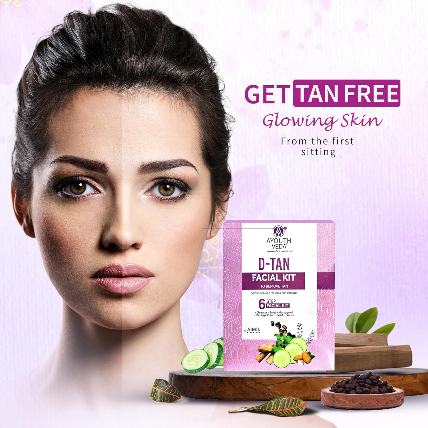 Ayouthveda D-Tan Facial Kit | Tan Removal | TAN Removal & Skin lightening Facial kit -40g