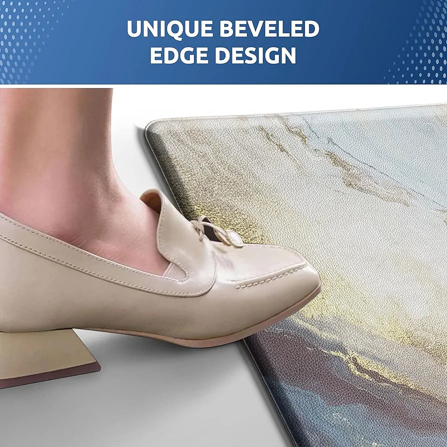 Luxe Home Columbo Anti-Fatigue Kitchen Mat Non-Slip Cushioned Comfort Mat Marble Swirl Pattern Standing Desk Mat Colour Texture
