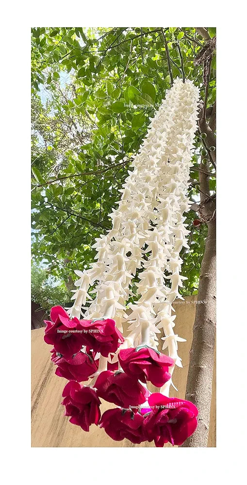 Artificial Rajnigandha Buds Rose Strings Approx 2.5 ft Height Dark Pink/Rani