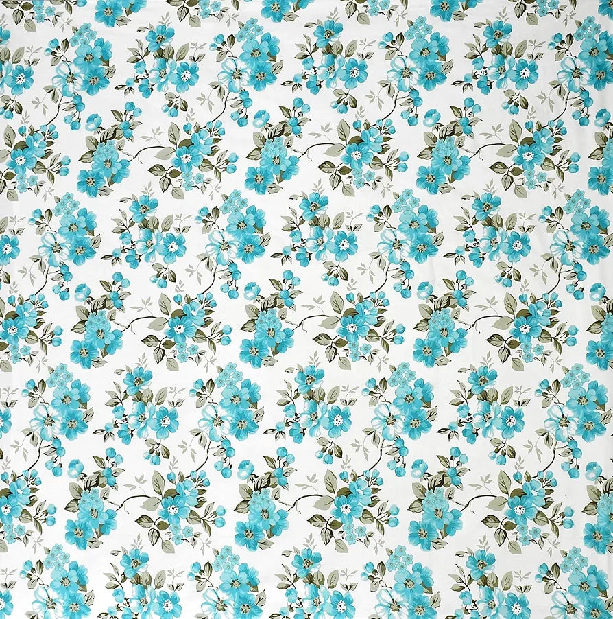 Homefab India 180 TC Microfiber Double BedSheet with 2 Pillow Covers Aqua White Floral