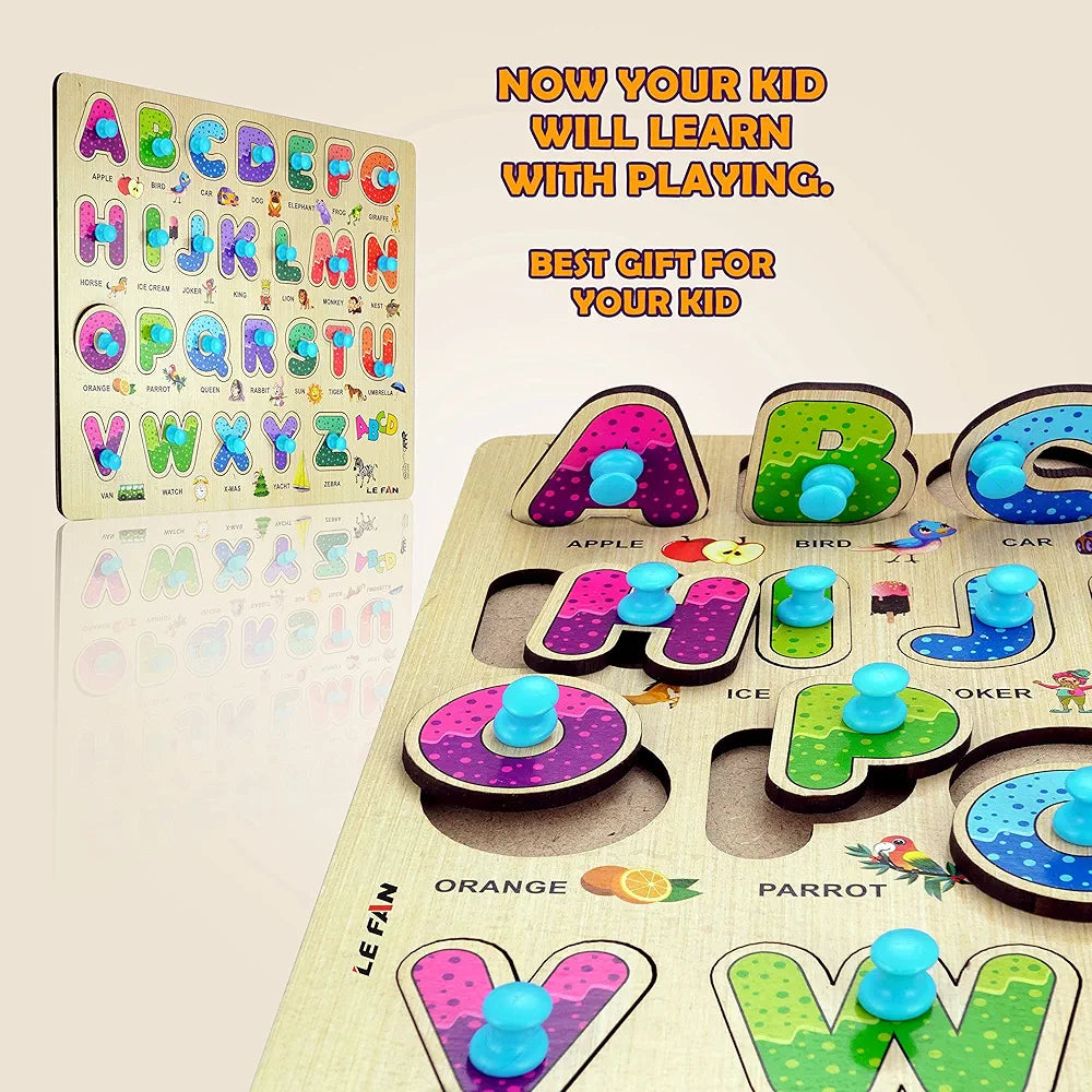 Lefan Kids Fort Pre Nursery Educational Jigsaw Puzzles for Adults Kids Learning Toys Kit Board Game 3 pcs Set of Numbers Alphabets & Fruits Educational Toy