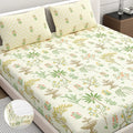 Dreamscape Cotton King Fitted Bedsheet with 2 Pillow Covers Macaroon Color