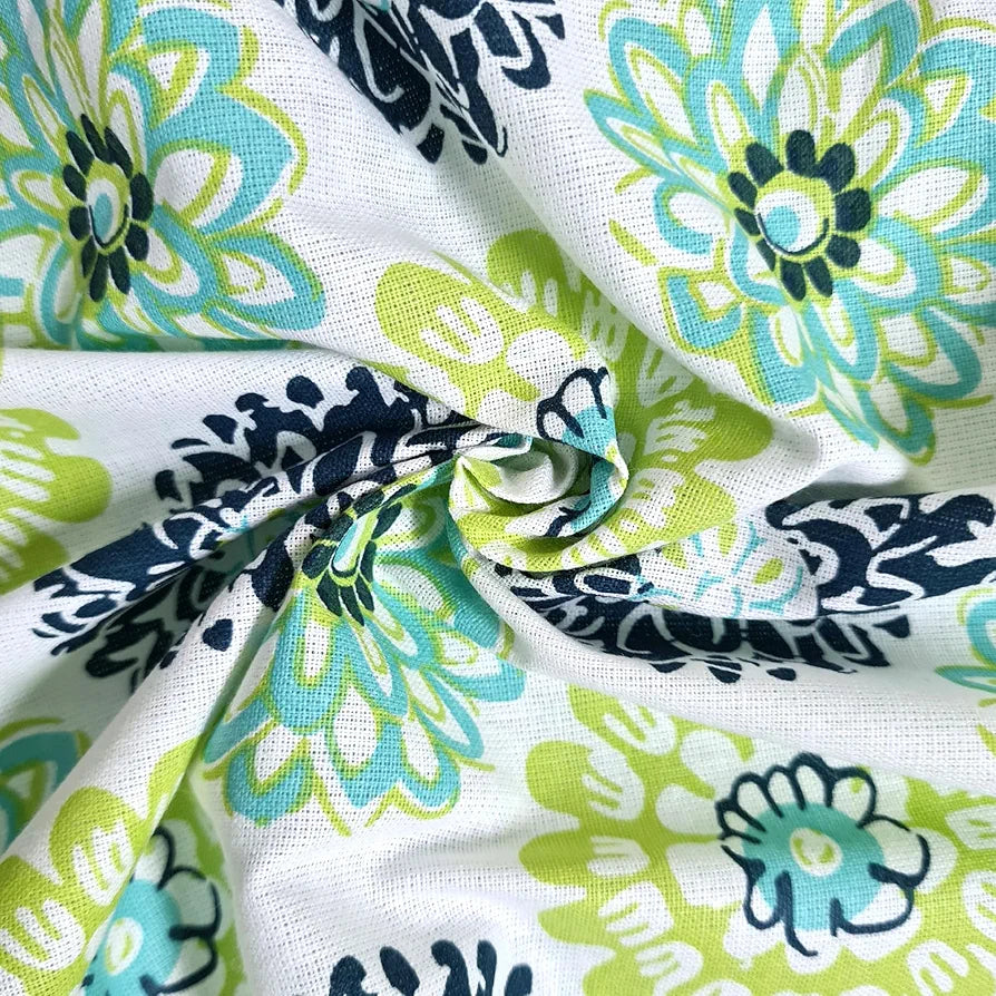 Divine Casa 100% Cotton Bedsheet for Single Bed, 144 TC Bedsheet Single Size Bed Cotton with 1 Pillow Cover Colour Green Blue