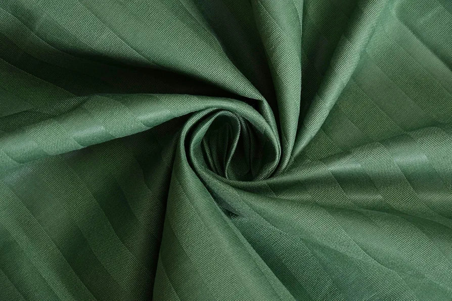 Homefab India 160 TC Stripe Cotton Feel Glace Cotton Elastic Fitted King Size Double Bed Bedsheet with 2 Pillow Covers Fits Upto 6 inches Mattress Dark Green