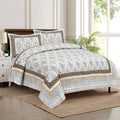 Kuber Industries Double Bedsheet with 2 Pillow Covers 160 TC Premium Cotton Dezier Carpet Print Blue