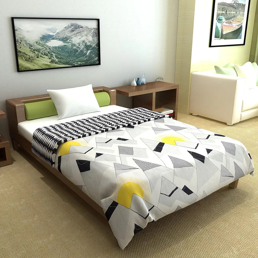 Divine Casa 120 GSM Microfiber Single Bed Comforter Soft & Lightweight Reversible AC Blanket Colour Black Bean