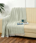 Sashaa World Cotton Spring Hued Chevron Throw Blanket Colour Light Green