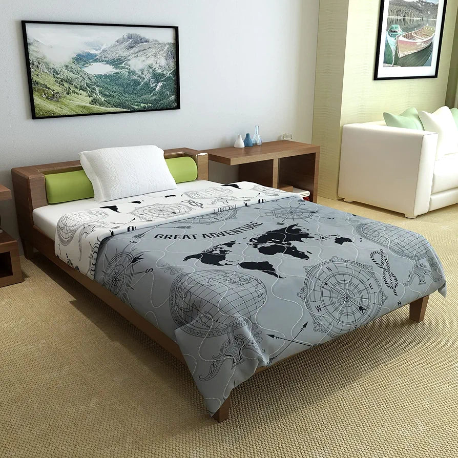 Divine Casa 120 GSM Microfiber Single Bed Comforter Soft & Lightweight Reversible AC Blanket Colour Stonewash Grey