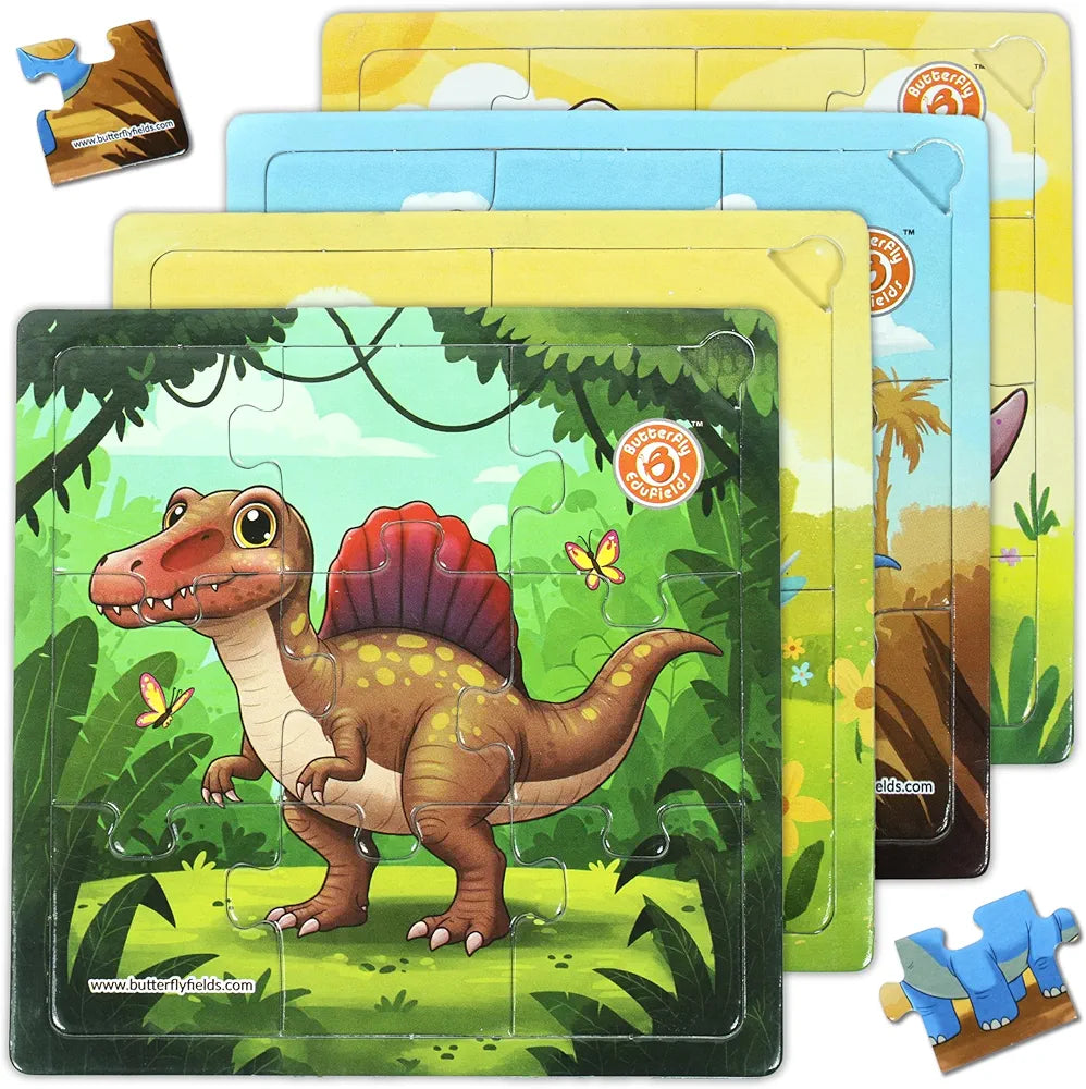 Butterfly EduFields 4-in-1 Dinosaur Jigsaw Puzzle Set for Kids | 38 Pcs Brain Boosting Puzzle Toy for Boys & Girls Age 3 4 5 6 7