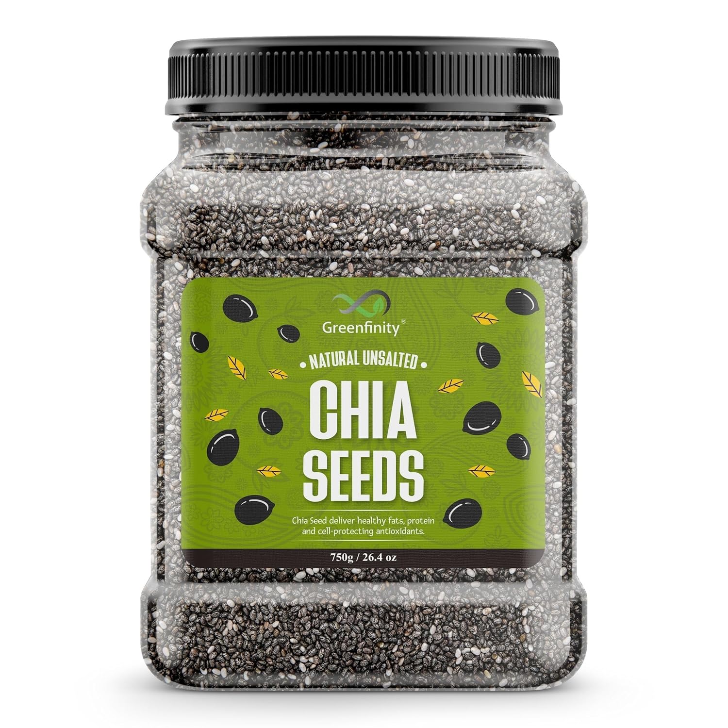 GreenFinity Chia Seeds 750g | Omega-3 clean chia Seeds for Eating | Healthy Snacks |