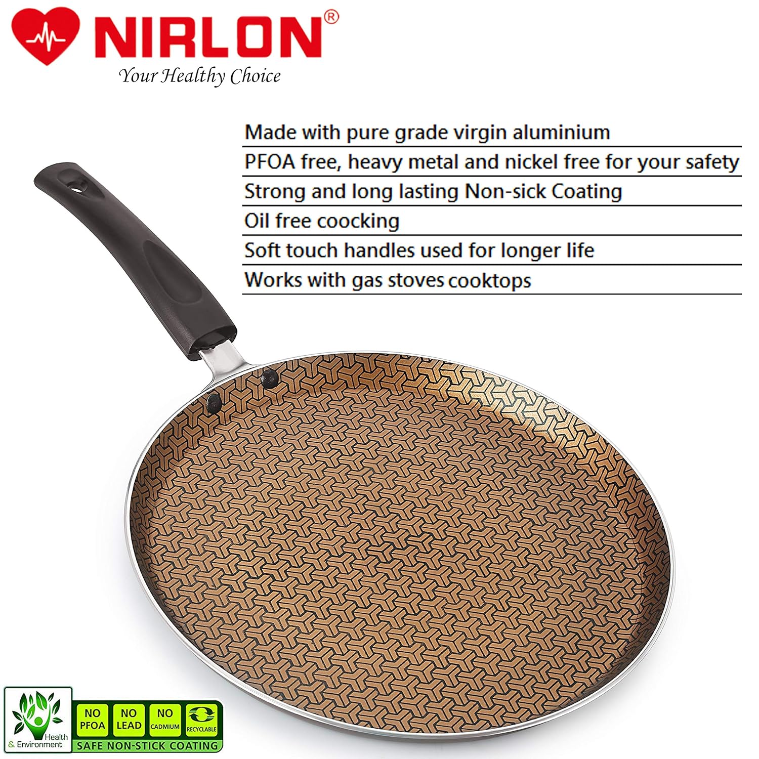 Nirlon Majesty Dishwasher Safe Aluminum Non Stick Flat Dosa Tawa 26cm