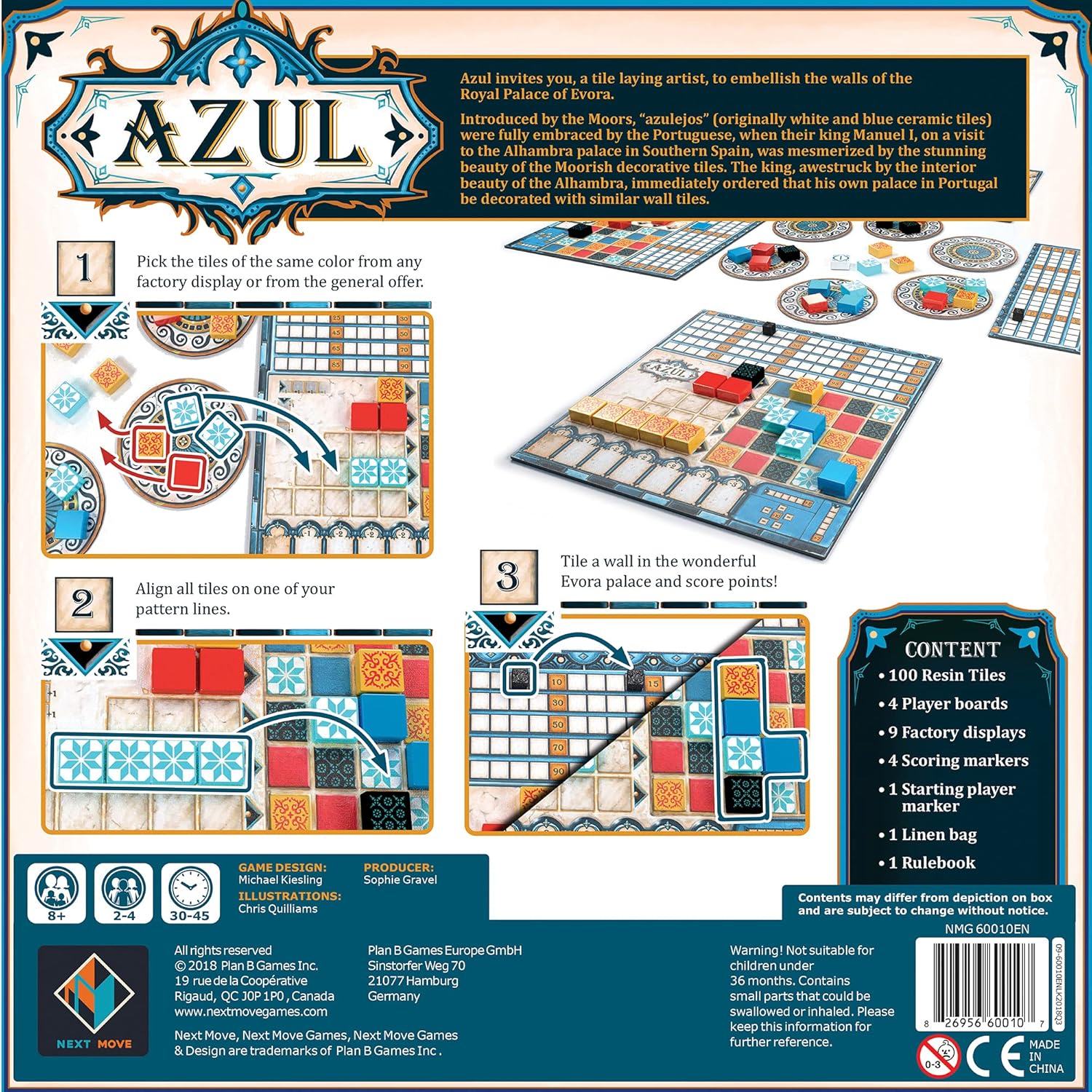 Azul-Board Game Strategy Board Mosaic Tile Placement Family Board