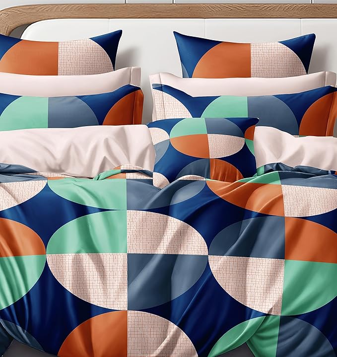 Cortina 140 Tc 100% Microfiber Printed Double Bedsheet Set With Two Pillow Case | 90x100 Inches | Polka | Multicolor