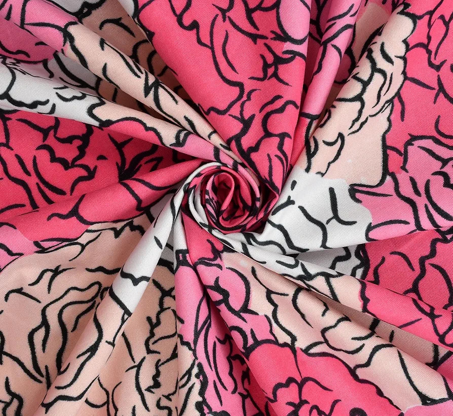 Homefab India 160 TC Glace Cotton Single BedSheet with 1 Pillow Cover Pink Floral