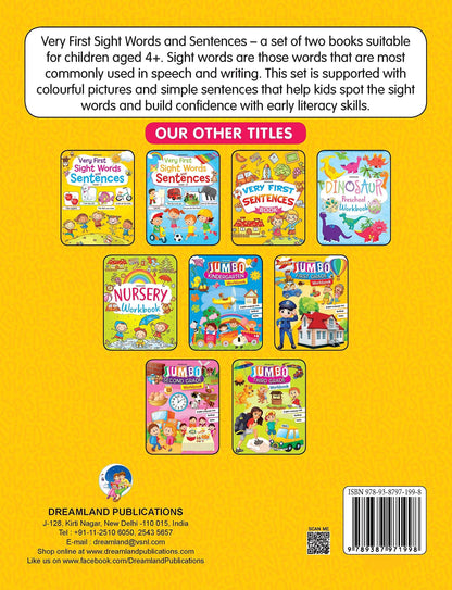 Dreamland Very First Sight Words Sentences Learning Book For Kids Level 1