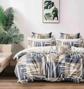 Cortina 140 Tc 100% Microfiber Printed Double Bedsheet Set With Two Pillow Case | 90x100 Inches | Grey/brown | Striped