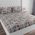 Huesland by Ahmedabad Cotton 144 TC Cotton King Size Bedsheet with 2 Pillow Covers - White & Brown