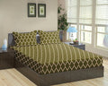 Trance Home Linen 200TC 100% Cotton 78"x60" Standard Queen Size Elastic Fitted Bedsheet Printed Queen Bed Size with 2 Pillow Covers Colour Dori Forest Green