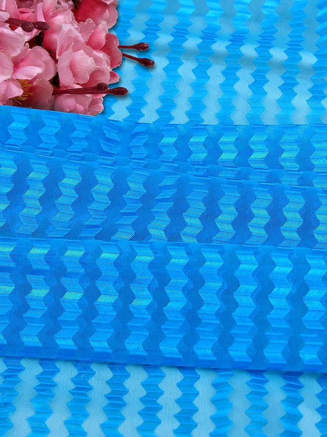 Cortina Polyster Transparent Curtain Set | Window Installation | 7 Feet Window Curtain | Set of 2 | Blue