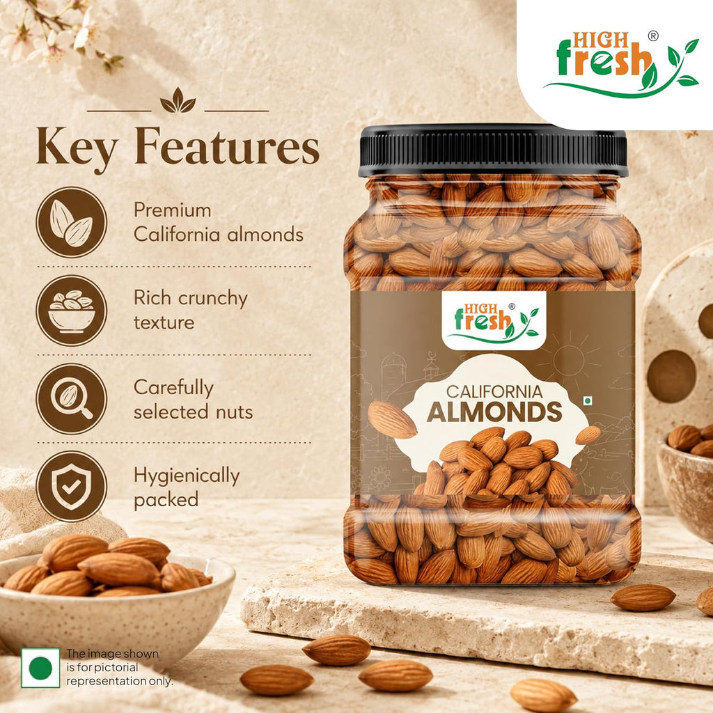 HighFresh California Jumbo Almonds |Natural Badam Giri | Rich In Protein & Dietary Fiber Almond | Crunchy Texture & Delicious Nutty Flavour | No Added Preservatives Or Artificial Flavors