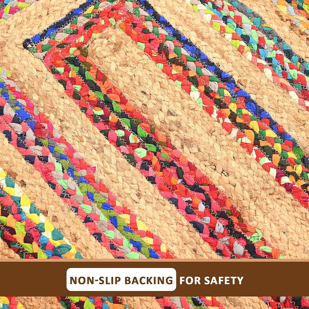 Kuber Industries 3x5 Feet Anti-Skid Satranji Jute Rug & Carpet for Home & Bedroom Yellow
