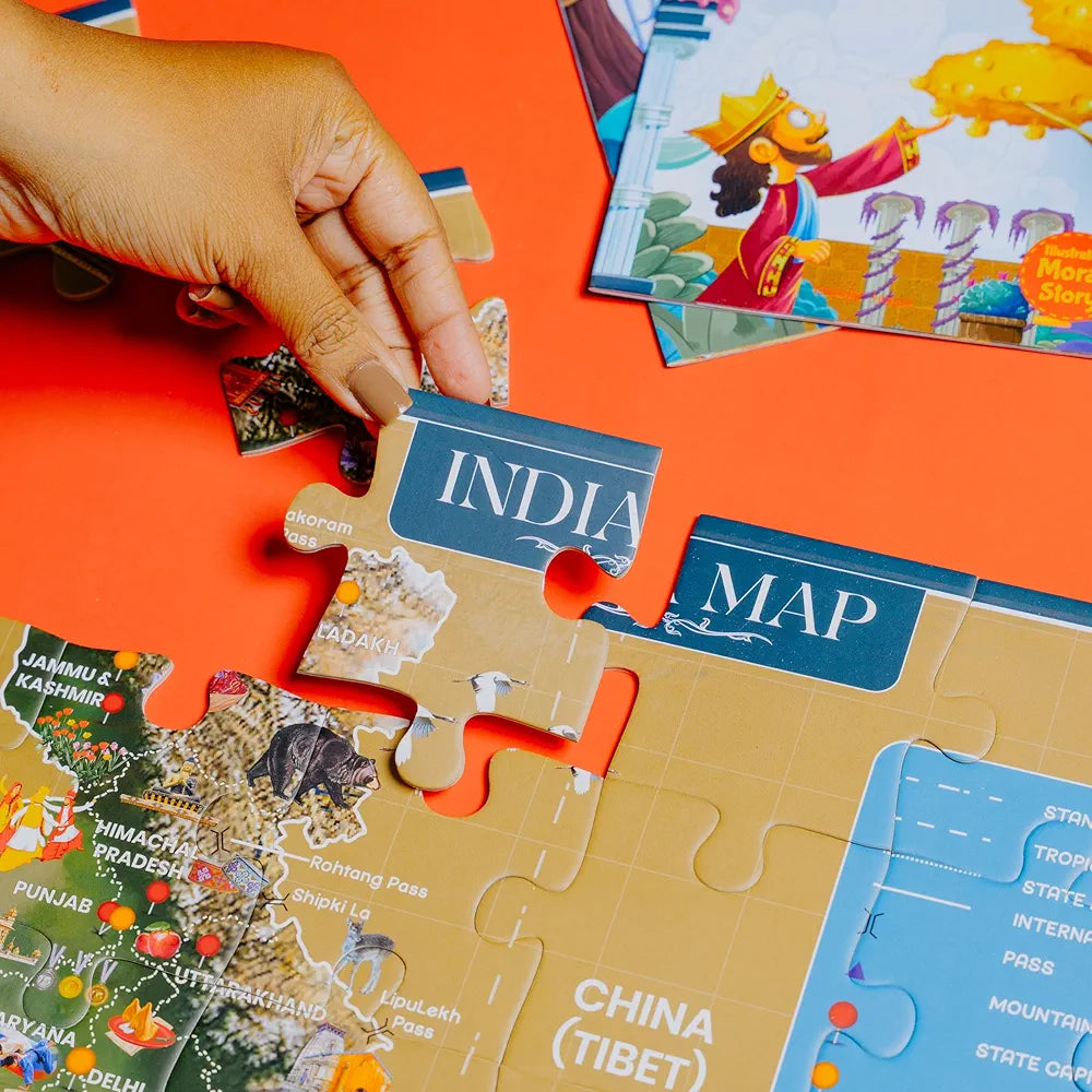 Nesta Toys Floor Puzzle & Game India Map, Jigsaw & Toddler Puzzles, Educational Toy, Gifts for Boys & Girls Ages 3, 4, 5, 6, 7 | Geography for Kids
