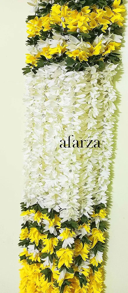 Afarza Choice Good Feel Good Artificial Flower Garland Toran p-yellow-white Hanging 4 Pieces 5 Feet