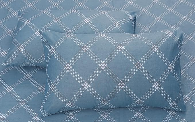Huesland by Ahmedabad Cotton 186 TC King Size Bedsheet Cotton with 2 Pillow Covers | Grey