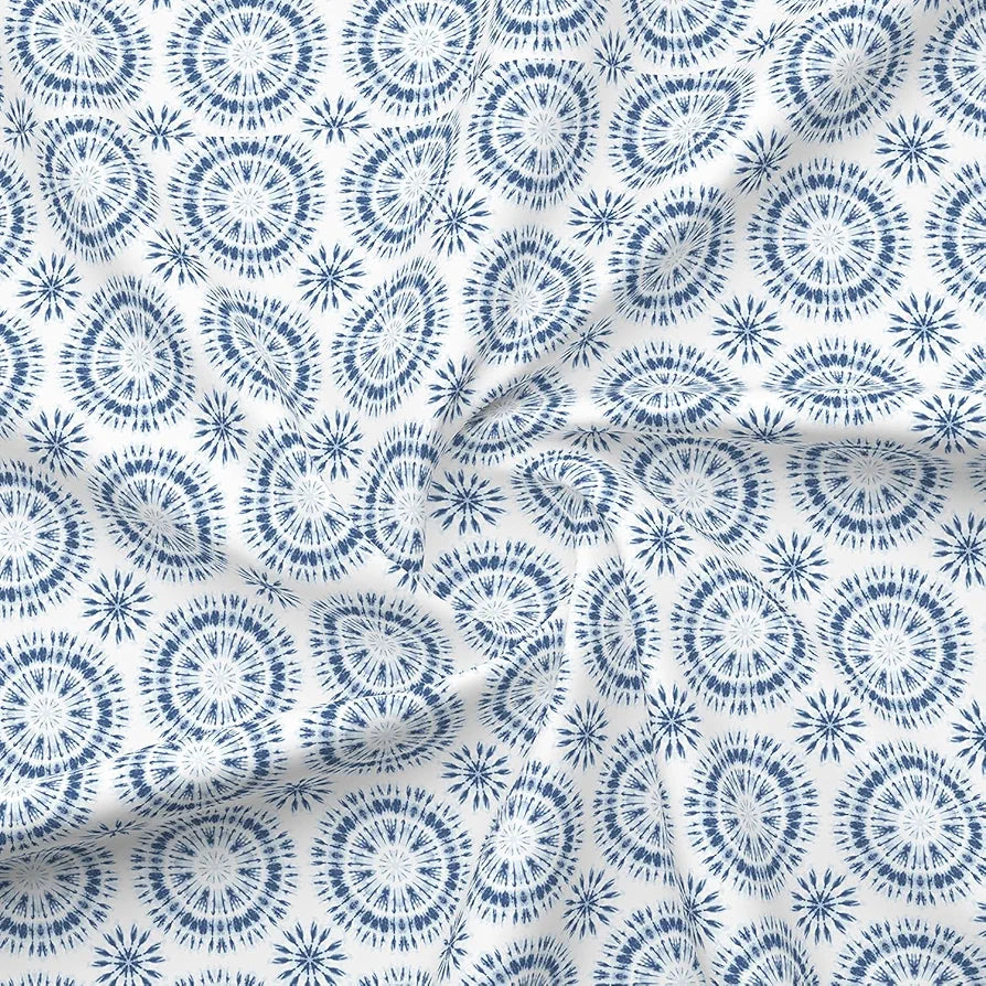 Layers Lumina Floret Cotton Bedsheet Set for All Seasons Lightweight 144 TC Queen Size Blue Paisley