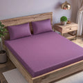 Trance Home Linen 300TC Jacquard Weave Fitted Bedsheet for King Size Bed with 2 Pillow Cover Skin Friendly Premium 100% Cotton 78 x 72 Inches Colour Plum