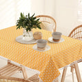 Urban Space Cotton Dining Table Cover 6 Seater Printed Cotton Table Cloth Colour Yellow Star