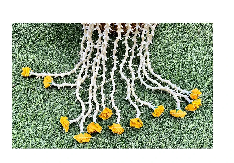 Artificial rajnigandha Buds Rose Strings 2.5 ft Mustard Yellow