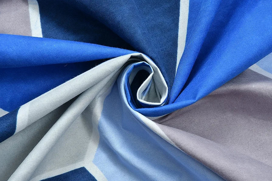 Homefab India 144 TC Microfiber Double Bedsheet with 2 Pillow Covers Blue Geometric