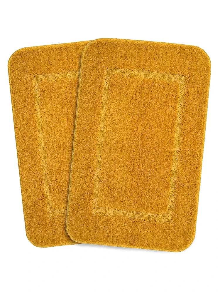 Saral Home Good Morning Mat Soft Anti-Skid Colour Gold (Pack of 2)