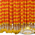 Marigold Artificial Flowers for Decoration Long Garland 5 Feet Long 5 Pcs Multibell