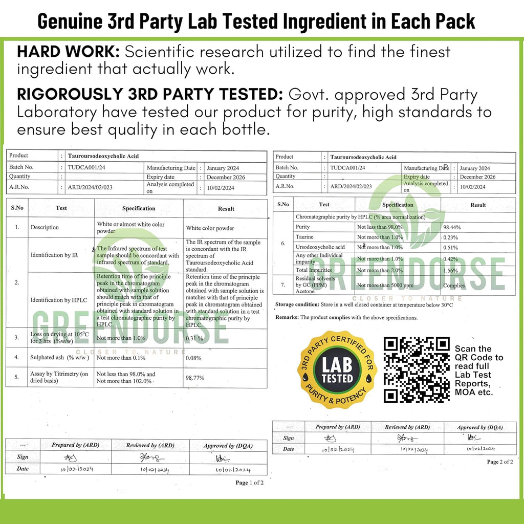 GREENDORSE TUDCA + NAC (N-Acetyl cysteine) supplement 99% purity| Liver, Kidney, Heart, all Organs Support| On/Post Steroid & Supplementation Cycle Support for Bodybuilders, Weightlifters & Athletes- 60 Capsules