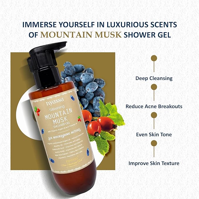 Nyassa Silkening Mountain Musk Shower Gel With 6 Nourishing Actives - 210 Ml