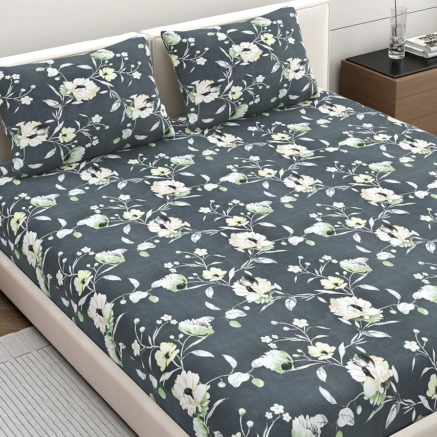 Dreamscape Microfiber Wrinkle & Fade Resistant Double Bedsheet with 2 Pillow Covers Anchor