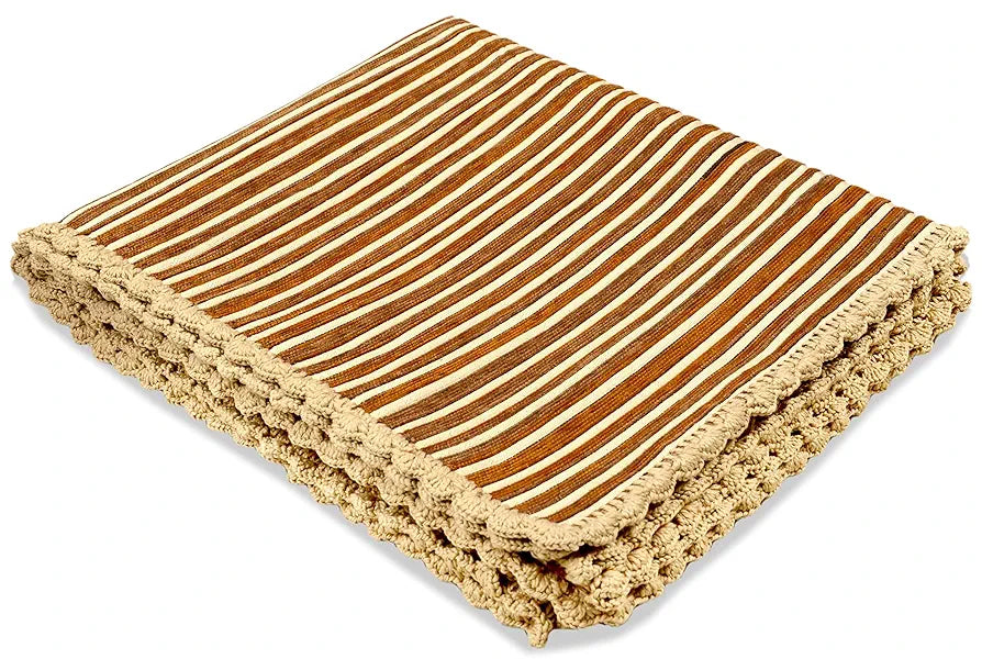 Saral Home Easy Living Soft Decorative Viscose Chenille Striped Sofa Covers Golden