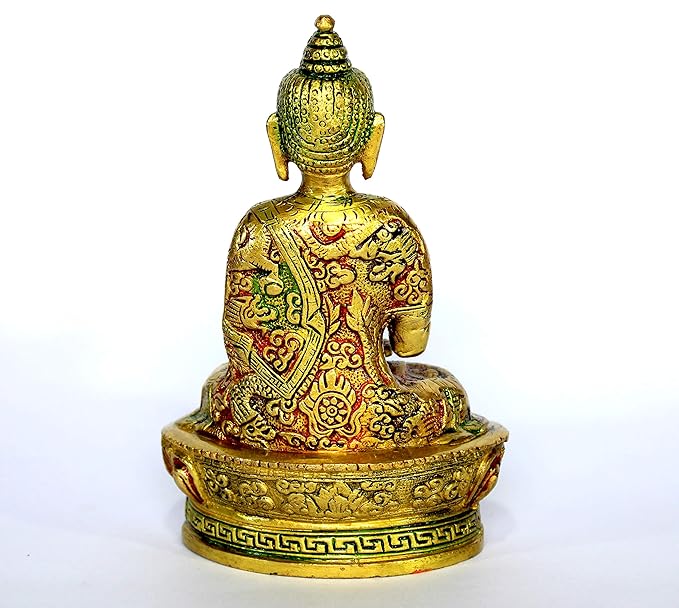 StonKraft Brass Buddha Meditating Buddha Metal Idol Statue Figurine Murti for Home Decor